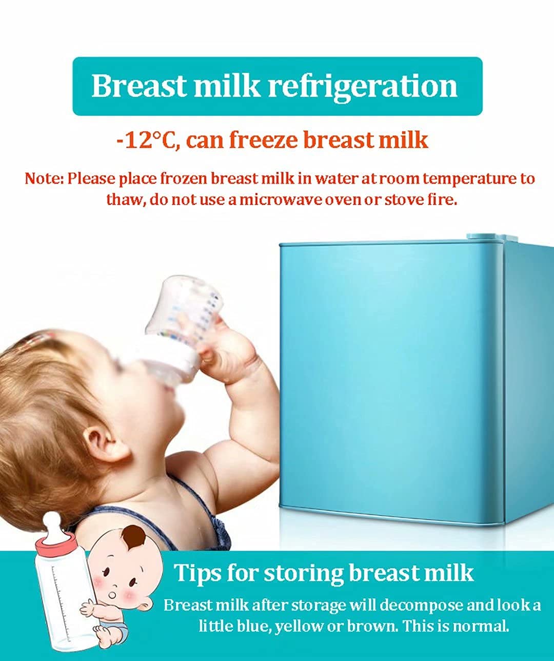Mini frigo per latte materno, frigo portatile da tavolo per uso domestico, frigorifero congelatore personale per casa e ufficio, bevande/alimenti/cosmetici, regolazione della temperatura a 7 marce (