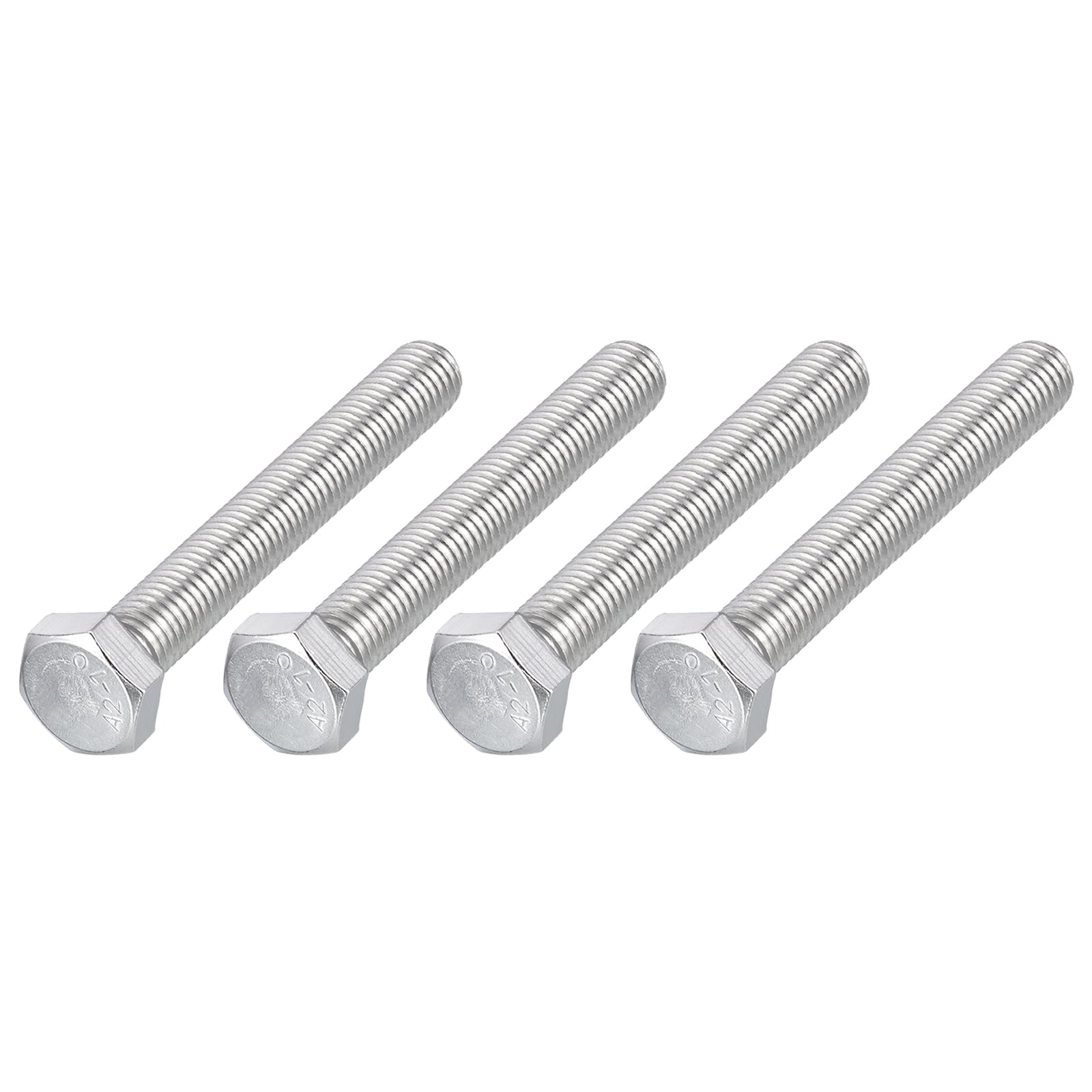 METALLIXITY Hex Bolts (M12-1.75x90mm) 4Pcs, 304 Stainless Steel Coarse Fully Threaded Hex Head Screw Bolt Machine Screws
