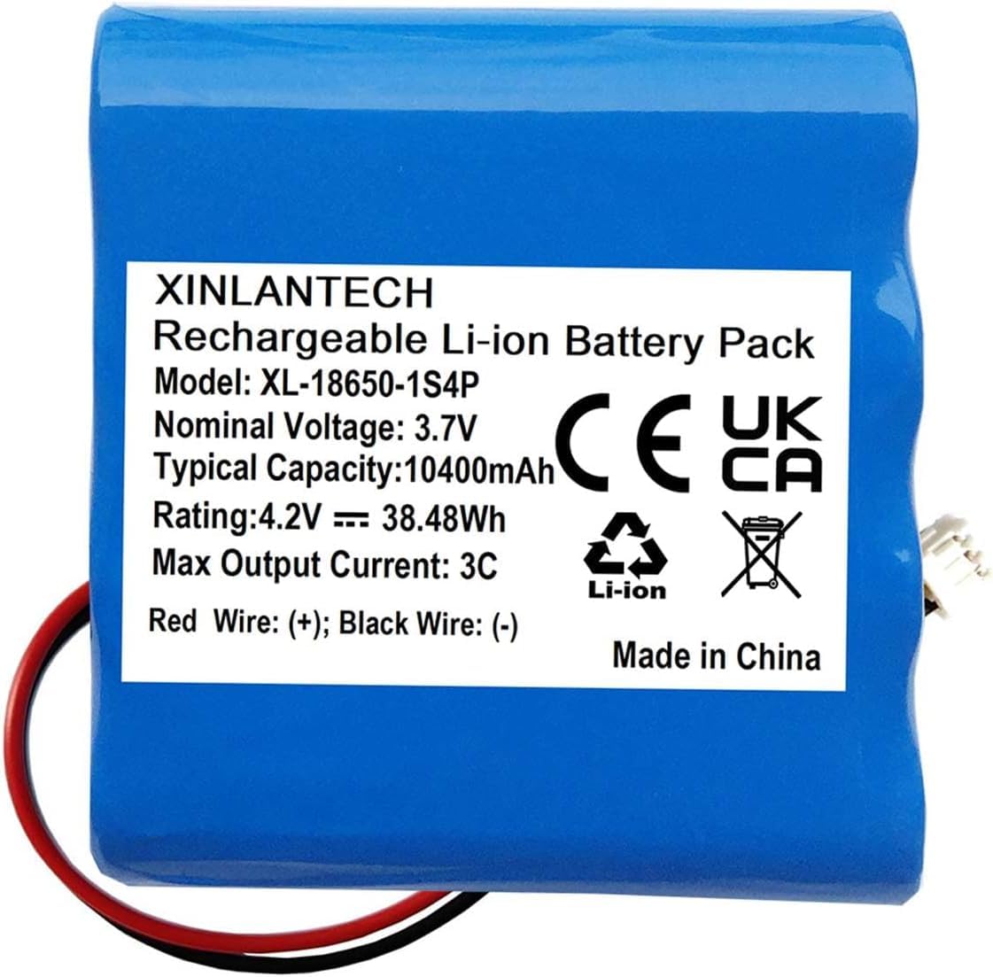 Amazon.com: Ub18650 1S4P 10400mAh 3.7v Rechargeable Battery with