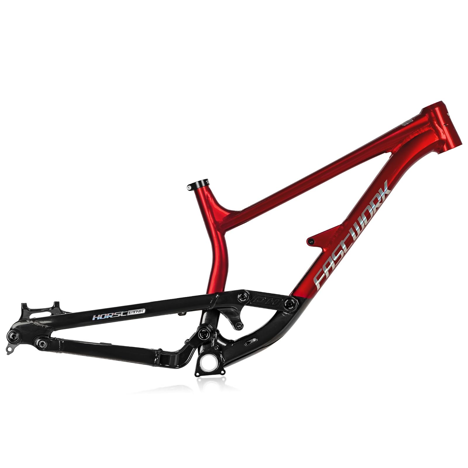 Rama do roweru górskiego, 27,5 DH Full Suspension, S/m, stop aluminium, hamulec tarczowy, oś wtykowa, 12 x 148 mm, Boost wewnętrzna prowadnica pociągu (czarno-czerwona, M)