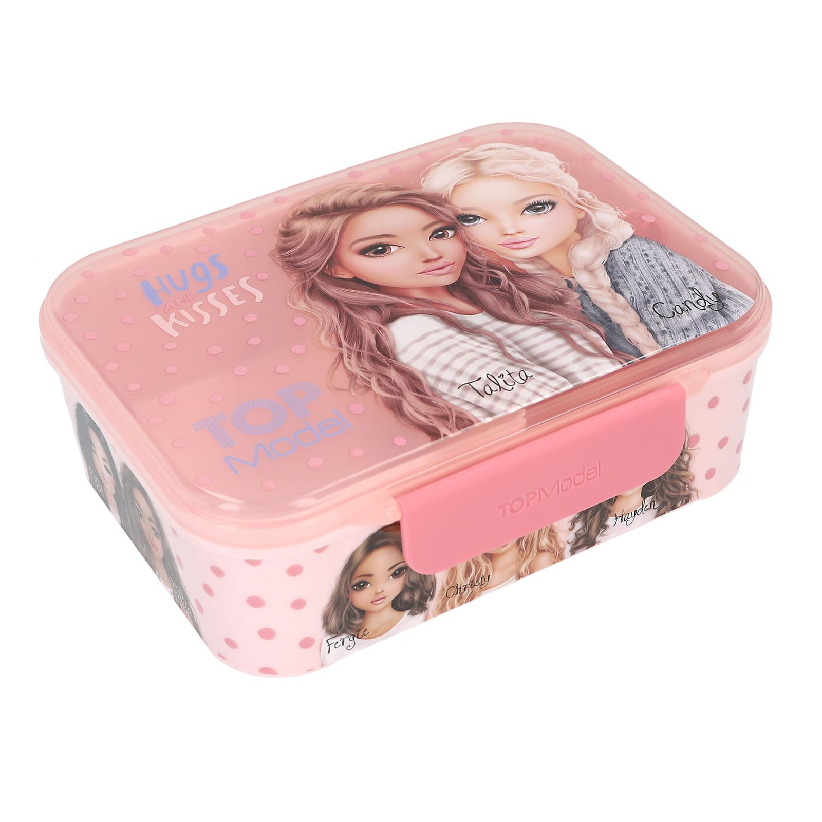 Depesche 14016 TOPModel Dots Lunch Box in Pink with Model Motif and Dots Pattern, Lunch Box with 3 Compartments and Flexible Divider