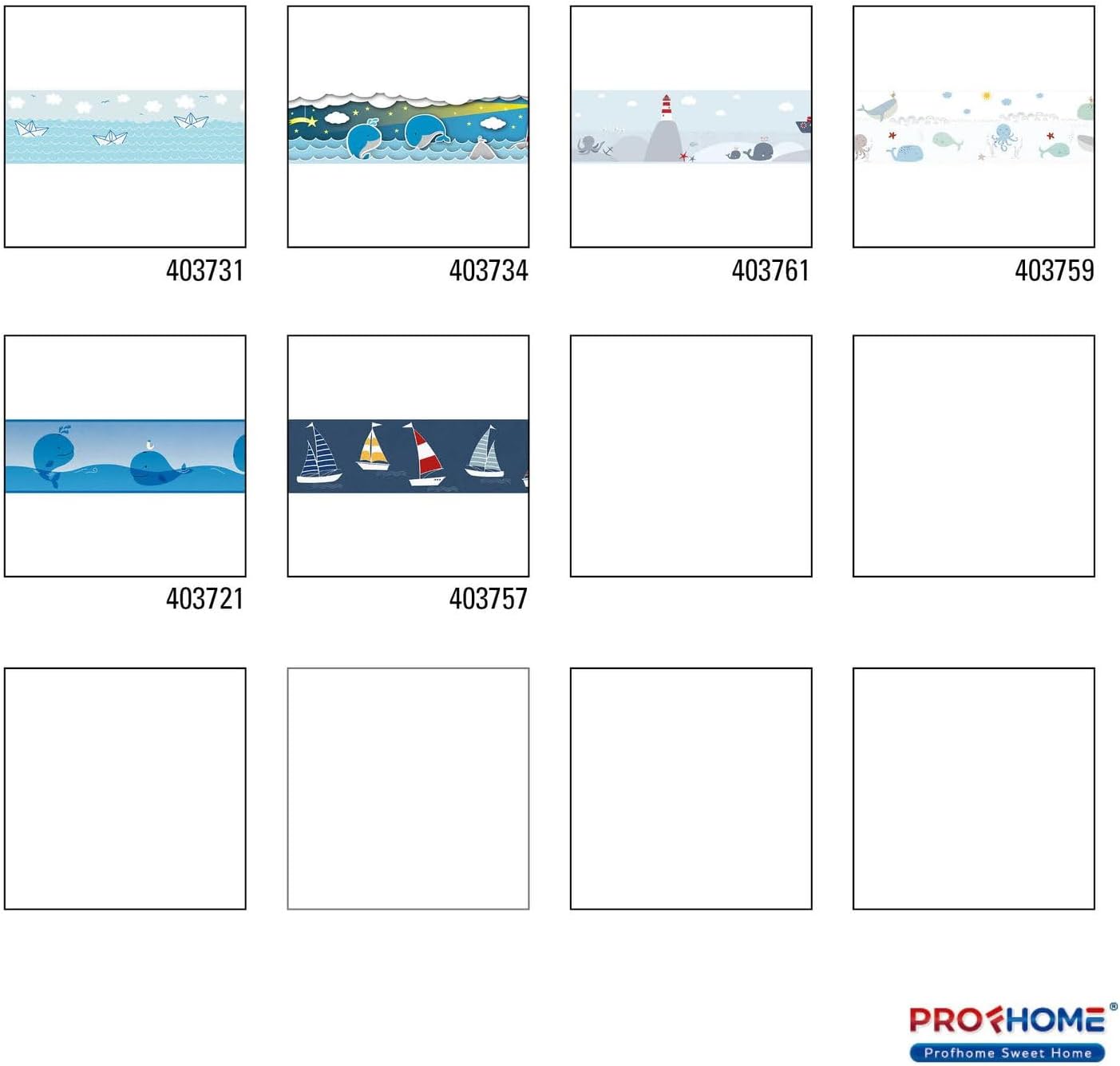 Children Wallpaper Wall Profhome 403731-GU self-Adhesive Border Slightly Textured with Pattern for Kids matt Blue White 0.75 m2 (8.07 ft2)