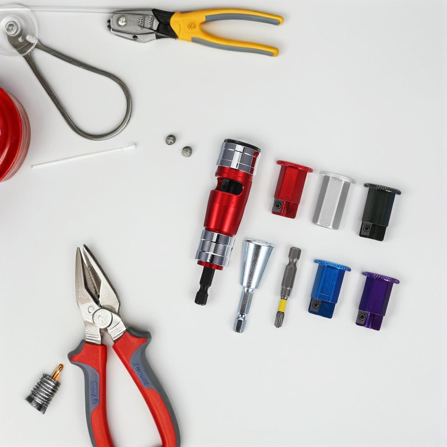 Electric Wire Stripper Set 8Pc with Precision Multi-Function Stripping and Twisting Tools for Home and Professional Electricians, US Standard Plastic Case