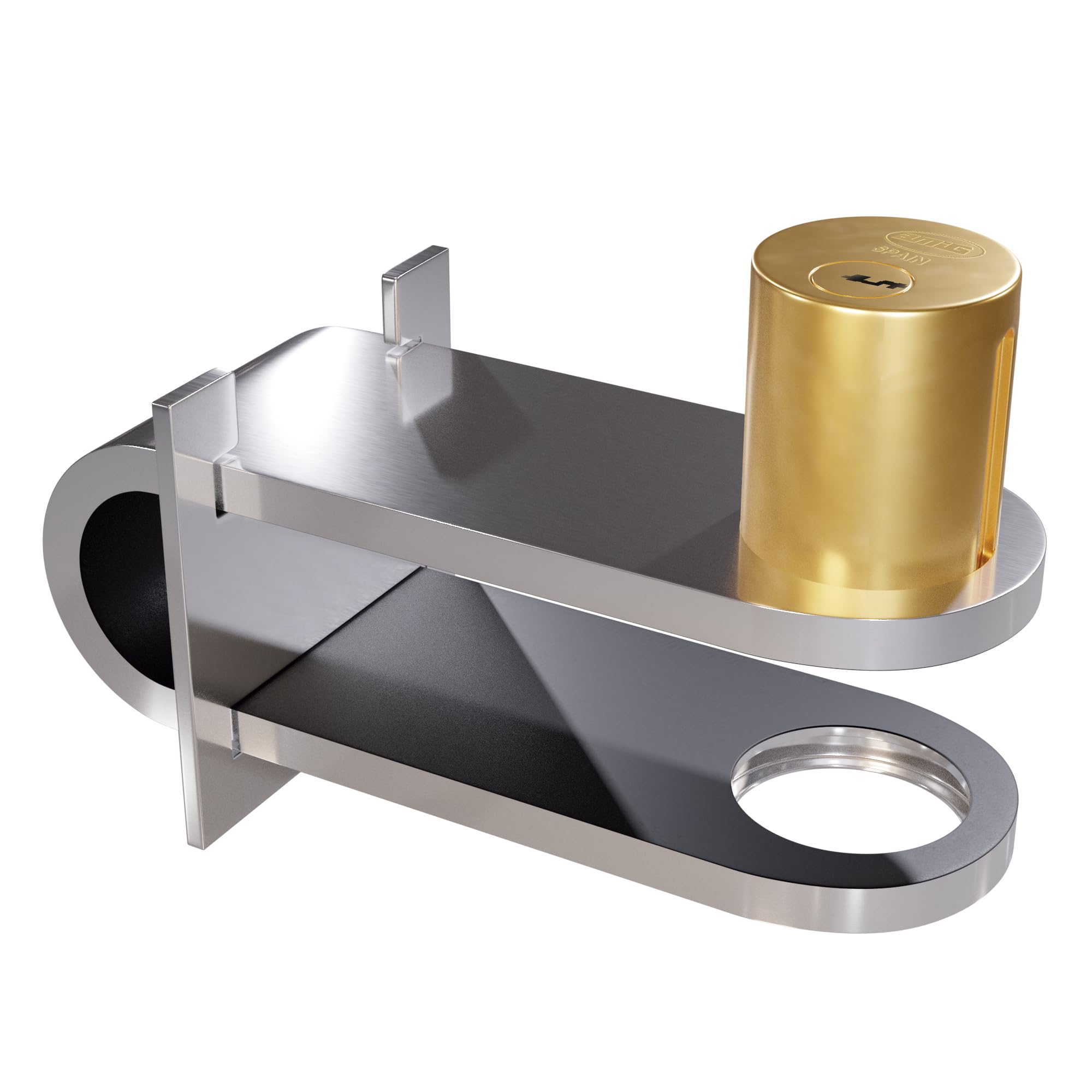 Amig - Cerradura de Alta Seguridad Modelo 680 para Puertas de Ballesta - Latón Cromado Brillo - Incluye 3 Llaves de Puntos - 115 x 40 mm - Ideal para Cierres Extensibles y Cancelas