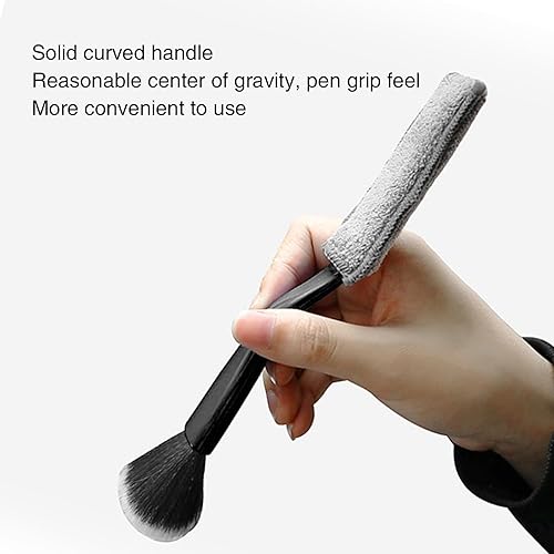 Miniatura 6 de 1 cepillo de limpieza de doble cabezal para detalles de automóvil, 8.6 pulgadas x 1.9 pulgadas, ABS de limpieza interior con pelo de nailon,