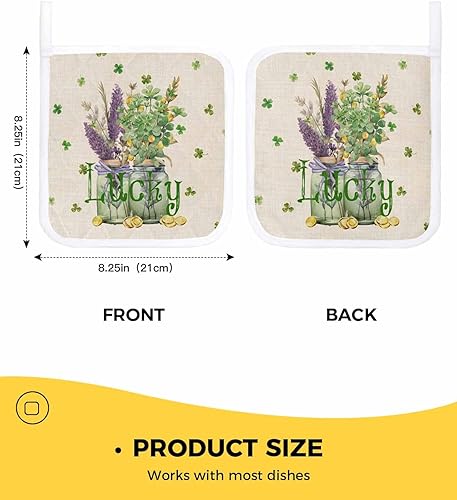 Miniatura 3 de 5 Packs St. Patrick's Day Pot Holders Sets for Kitchen,Oven Pan Plate Bowl Pads Heat Proof Mat with Hanging Loop,Terry Cloth Potholders Soft Grip