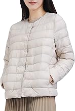 PAFHL Women's Down Jacket, Warm, Ultra Light, Cold Protection, Windproof, Lightweight, Round Neck, Casual, Solid Color, Spring, Autumn, Winter, Storage Bag Included