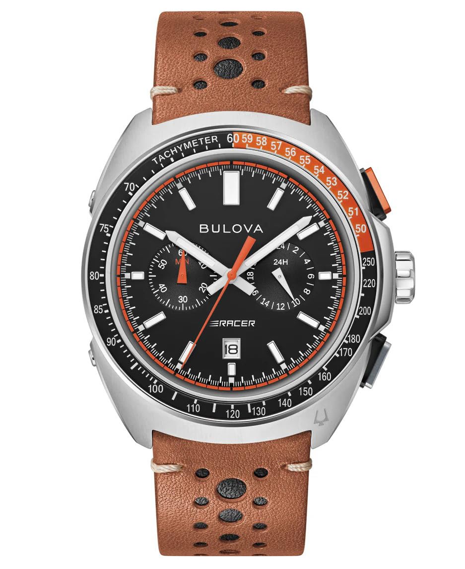 Bulova Men's Chronograph Quartz Watch with Leather Strap 98B427