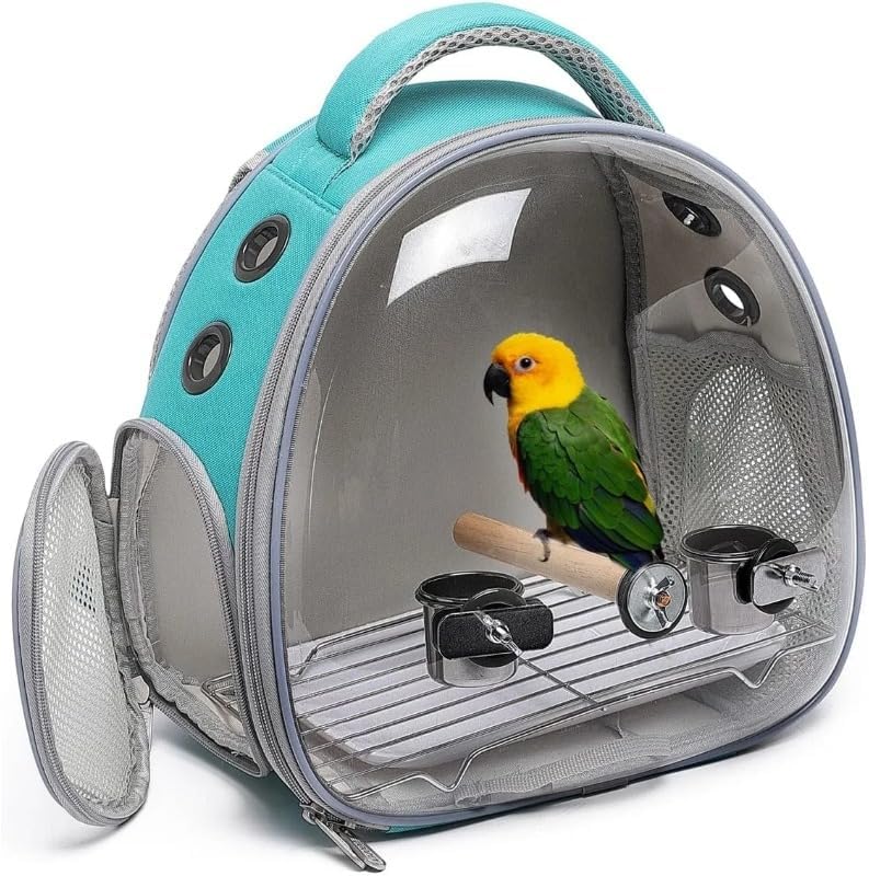 Bird Carrier Travel Cage Backpack with Perch, Breathable Portable Transport Bag for Parrot and Small Birds Outdoor Use (B2)