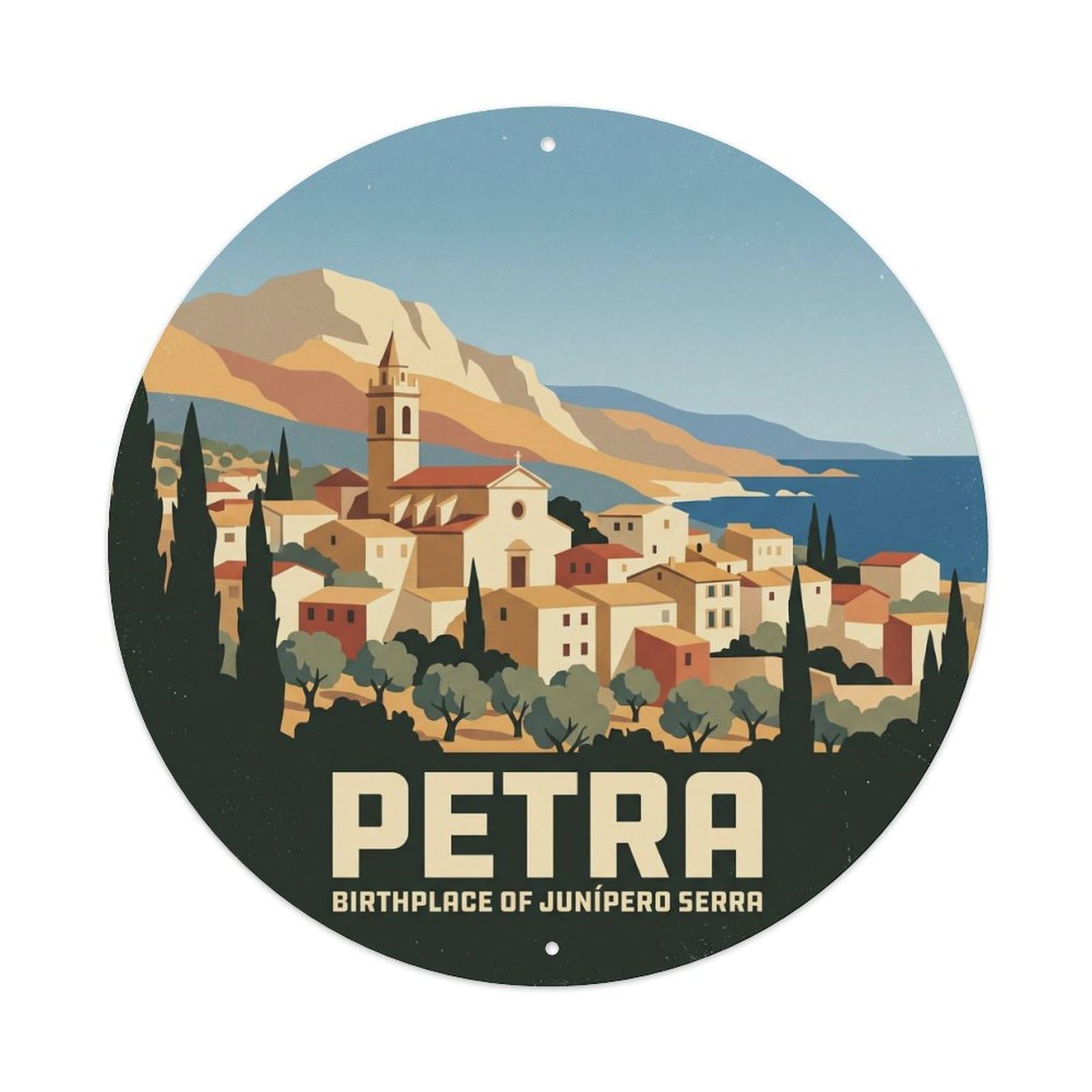 Olhnbad Style Retro Petra Village Mediterranean Heritage Mallorca Metal Tin Sign