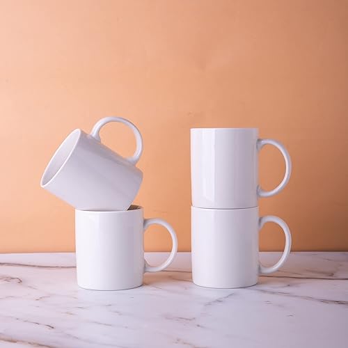 Miniatura 5 de GBHOME Tazas de café blancas de 12 onzas, tazas de café de cerámica a granel con mango grande para hombre, mujer, juego de tazas de café ligeras