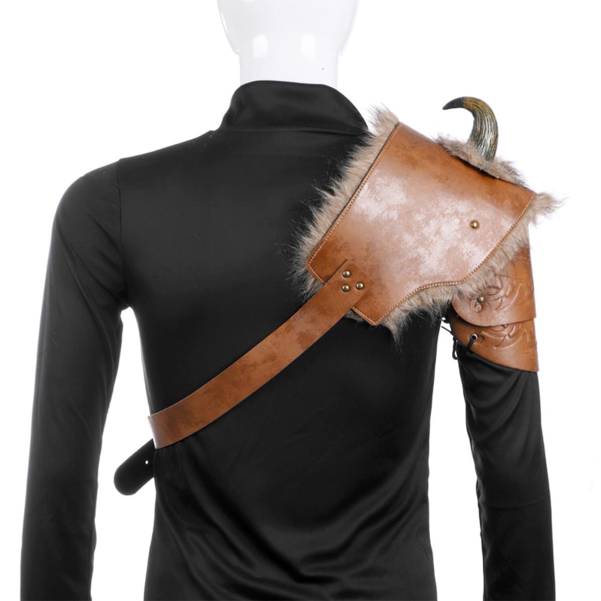Hombreras de Cuero PU Medieval Vikingo Hombre Talla Única Ajustable