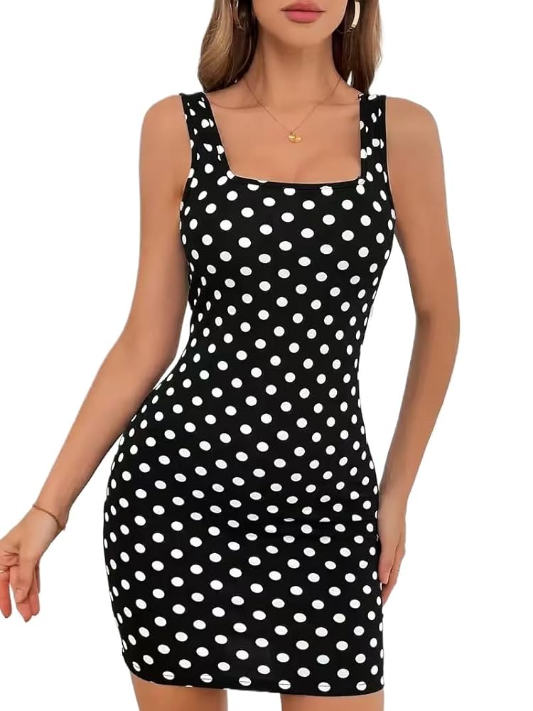 ★Cest Moidew★ Cest_Polkadot sqaure neck dress Beige 1960s Polka Dot Square Neck Puff Dress | Retro Stage