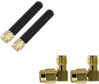 Shopcorp GSM Omni Directional Thumb Antenna + SMA Male to Female Right Angle 90-Degree Adapter - CDMA/WCDMA, 2.5 dBi Gain, 850-2100/2400 MHz (Pack of 2+2)