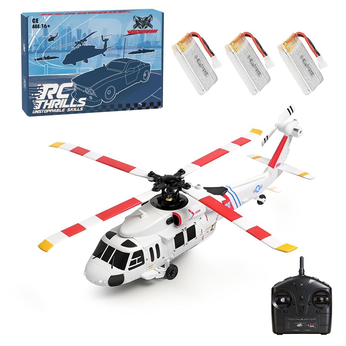 WL K270 UH-60L 2,4 GHz 4-Kanal 170-Klasse 4-Rotor Flybarless realistisches Hubschraubermodell mit barometrischer Höhenmessung Links-/Rechts-Gashebelverstellung (Optical Flow RTF-Version)
