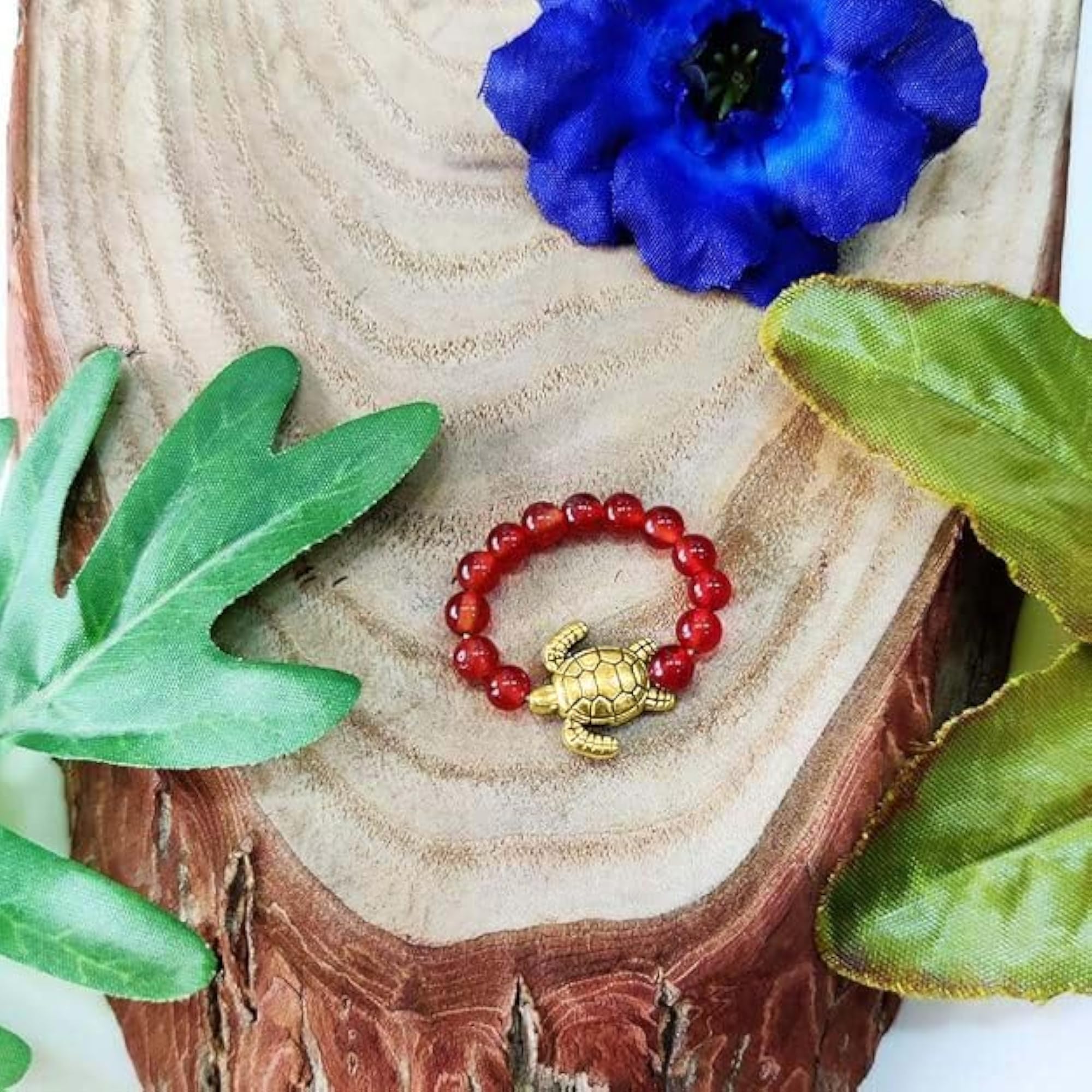 Natural Crystal Turtle Figurine Ring, Healing