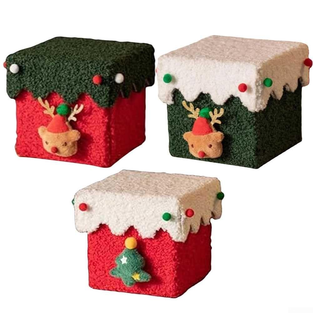 Scatole regalo di Natale con coperchio, scatola regalo di lusso con nastro, in cartone rigido e morbida lana, per regali di Natale (scatola rossa bianca)