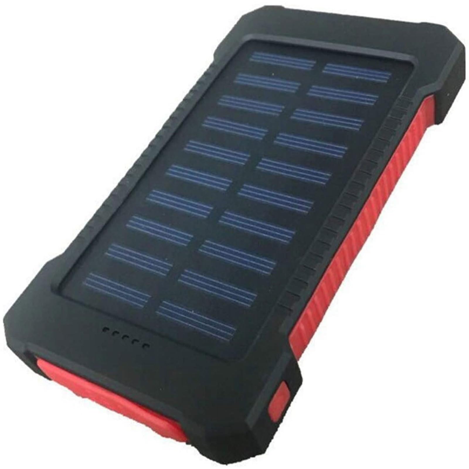 Banco De Energía Solar 8000Mah Alta Capacidad Cargador Solar Portátil con Salida USB Dual Y Linternas LED Súper Brillantes Impermeable Al Aire Libre Cargador Rápido(Red)