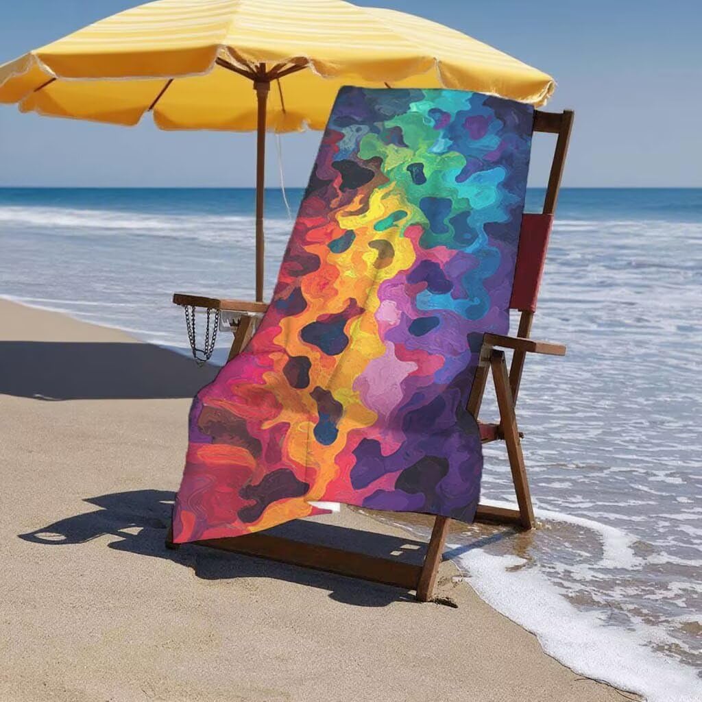 Toalla de Playa Grande 220x100cm/35x70cm, Juego de 2 Toalla Microfibra XXL de Antiarena, Toallas Playa Suave Ligera, Absorbente Secado Rápido, Beach Towel Viaje, Regalo Mujer Hombre (Abstracto) H-31