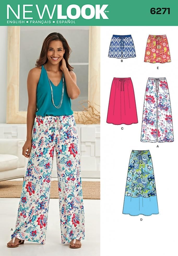 New Look Ladies Easy Sewing Pattern 6271 Drawstring Skirts, Shorts & Pants