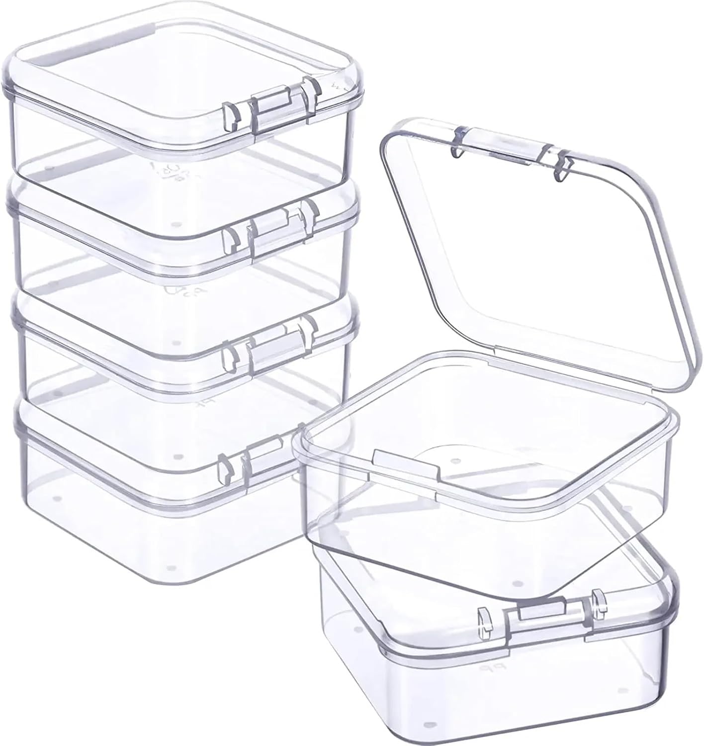 Small Plastic Box 54Pcs Mini Clear Plastic Storage Containers Box with Hinged Lids Empty Boxes for Beads Small Items Crafts Jewelry Case