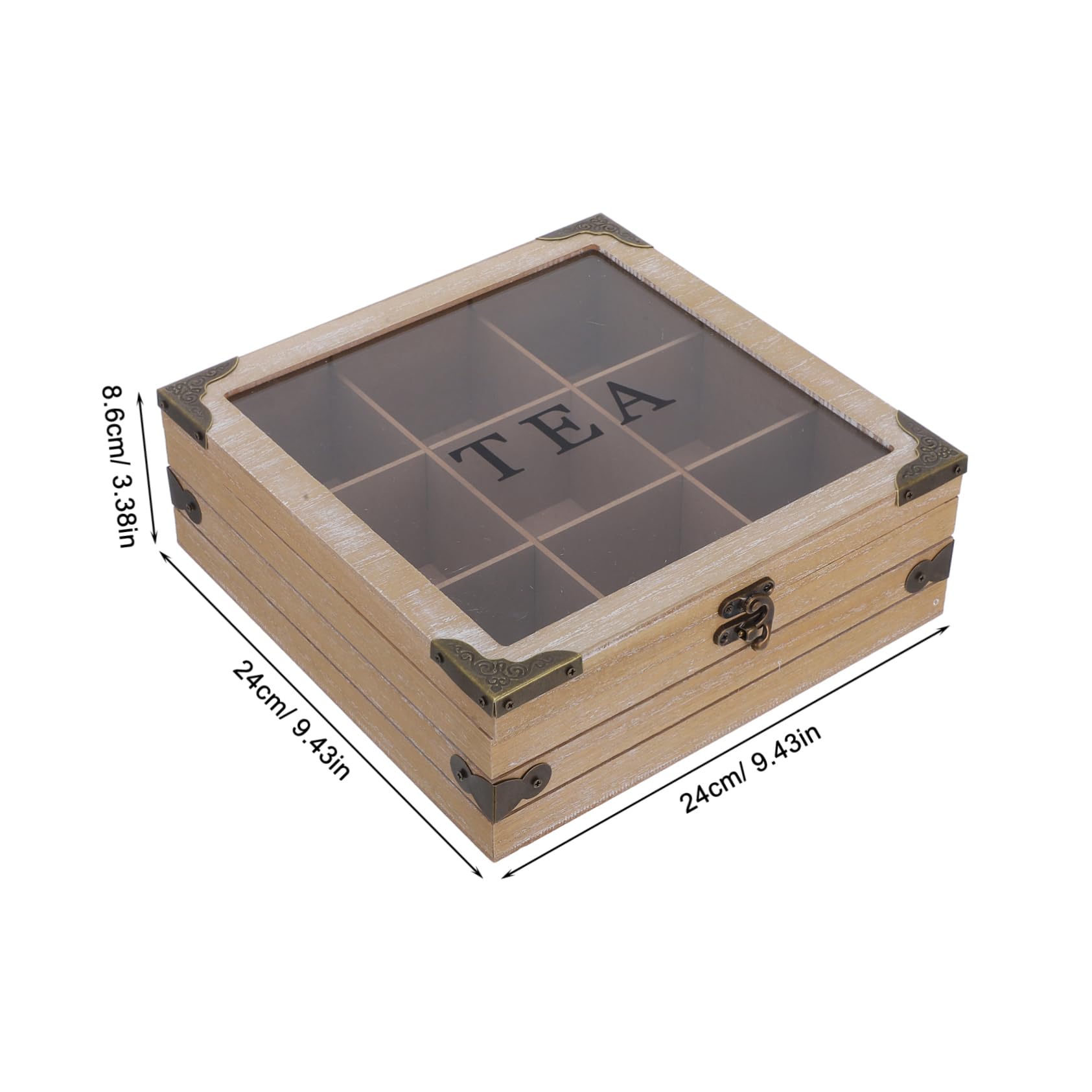 MAGICLULU Teebeutel-aufbewahrungsbox Aus Holz Mit Mehreren Fächern Und Glasdeckel Teetrinkbehälter Für Teebeutel Tee-Organizer Für Küche Oder Schrank