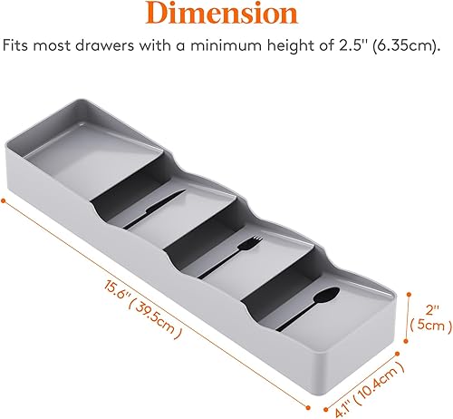 Miniatura 8 de Lifewit Organizador de utensilios para cajones de cocina, bandeja de utensilios de cocina expandible, soporte ajustable para cubiertos, espátula de