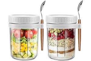Overnight Oats Containers with Lids and Spoon - 2 Pack 12 oz