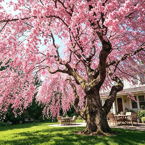 CarpetC 50+ Weeping Cherry Blossoms Seeds for Planting, Ornamental Tree with Cascading Branches, Non-GMO Heirloom for Specimen Plantings and Garden Outdoor