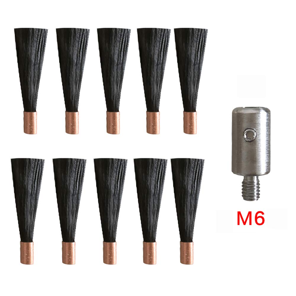 iDili M6/M8 Polishing Brush Head for Stainless Steel Weld Bead Processor Welding Seam Cleaner 10pcs Brush Head + 1pcs Connector Head (M6)