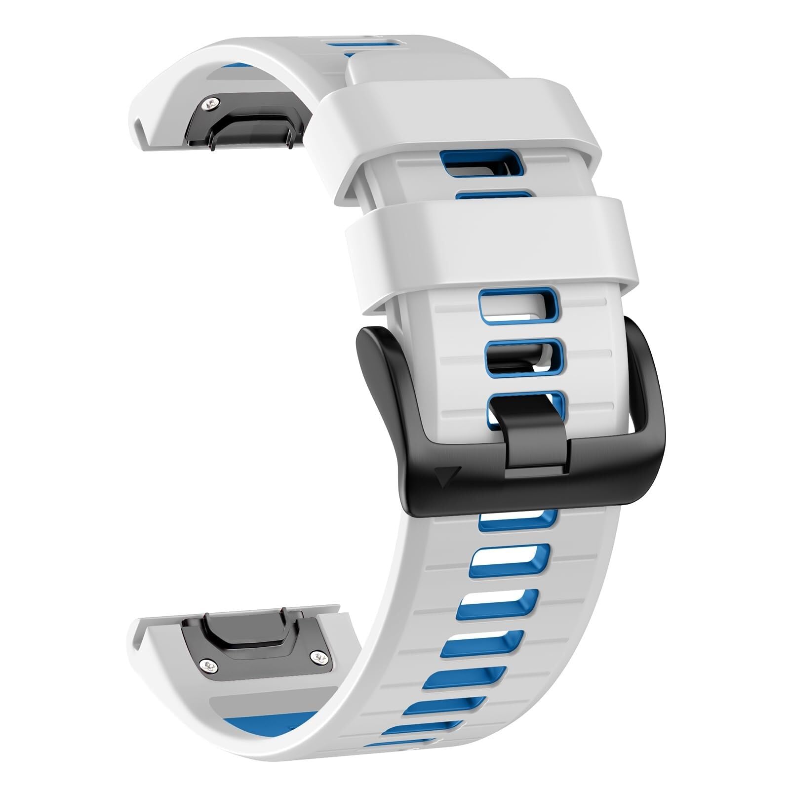 EAMOM 26mm Watch Band for Garmin Fenix 7X Pro/Fenix 7X/Fenix 6X Pro/Fenix 6X/Fenix 5X/Fenix 3, Silicone QuickFit 26mm Replacement for Garmin Descent Mk3i 51mm/Epix Pro 51mm/TACTIX 7(White Blue)