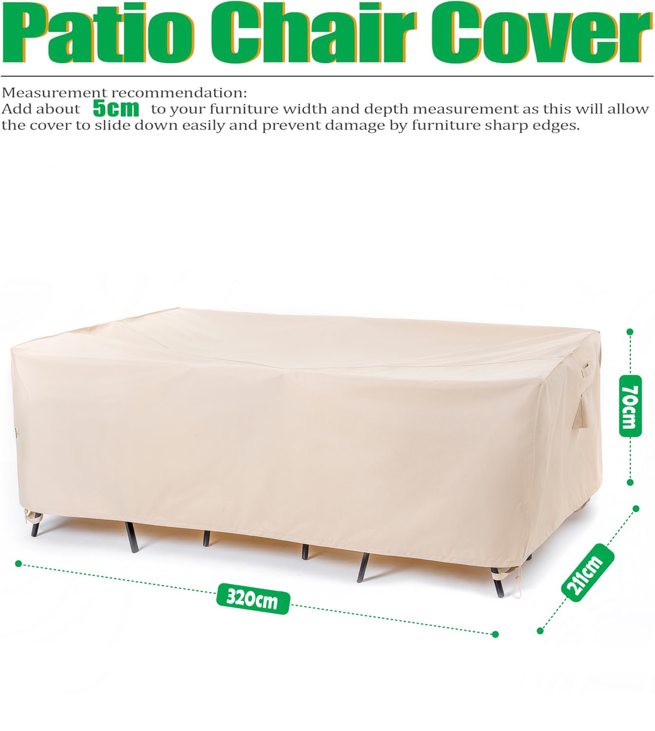 F&J Outdoors Housse imperméable pour mobilier de Jardin 320x211x70cm | Housse de Protection pour Table et chaises de Jardin, Ensemble de Salon, résistante aux intempéries, à l'hiver et aux UV