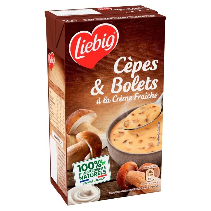 LIEBIG Delice Cremeux mit Steinpilzen und Steinpilzen – Suppe Champignons de Paris – Konzentrat von Waldgeschmack – Instant – Pack mit 6 Dosen – 4 Stück
