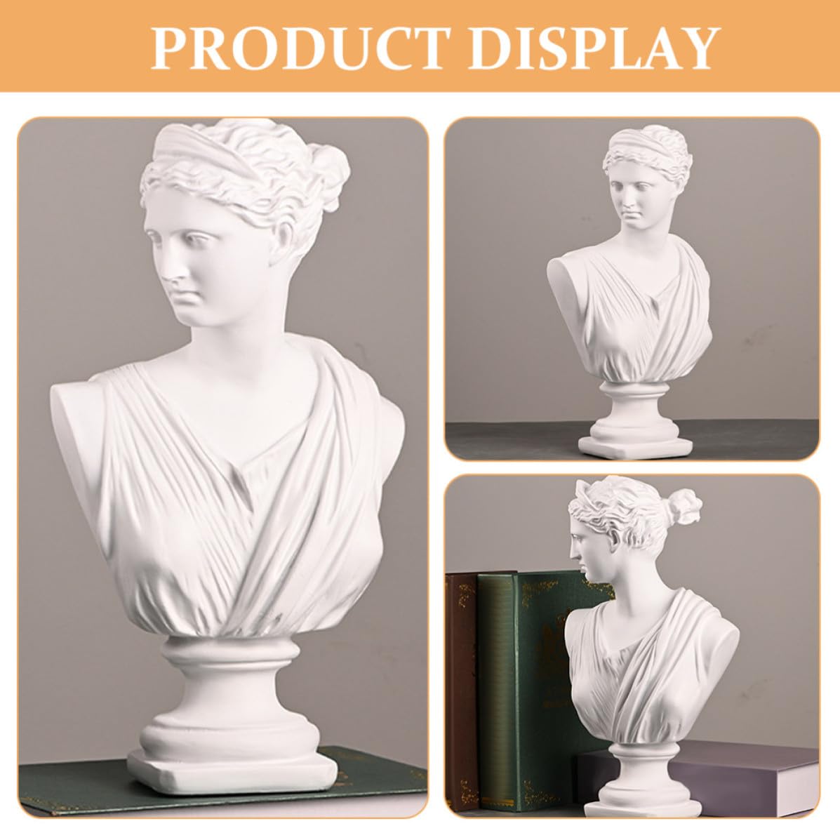 Busto de Diosa de Resina Blanco, Adorno Decorativo para Salón
