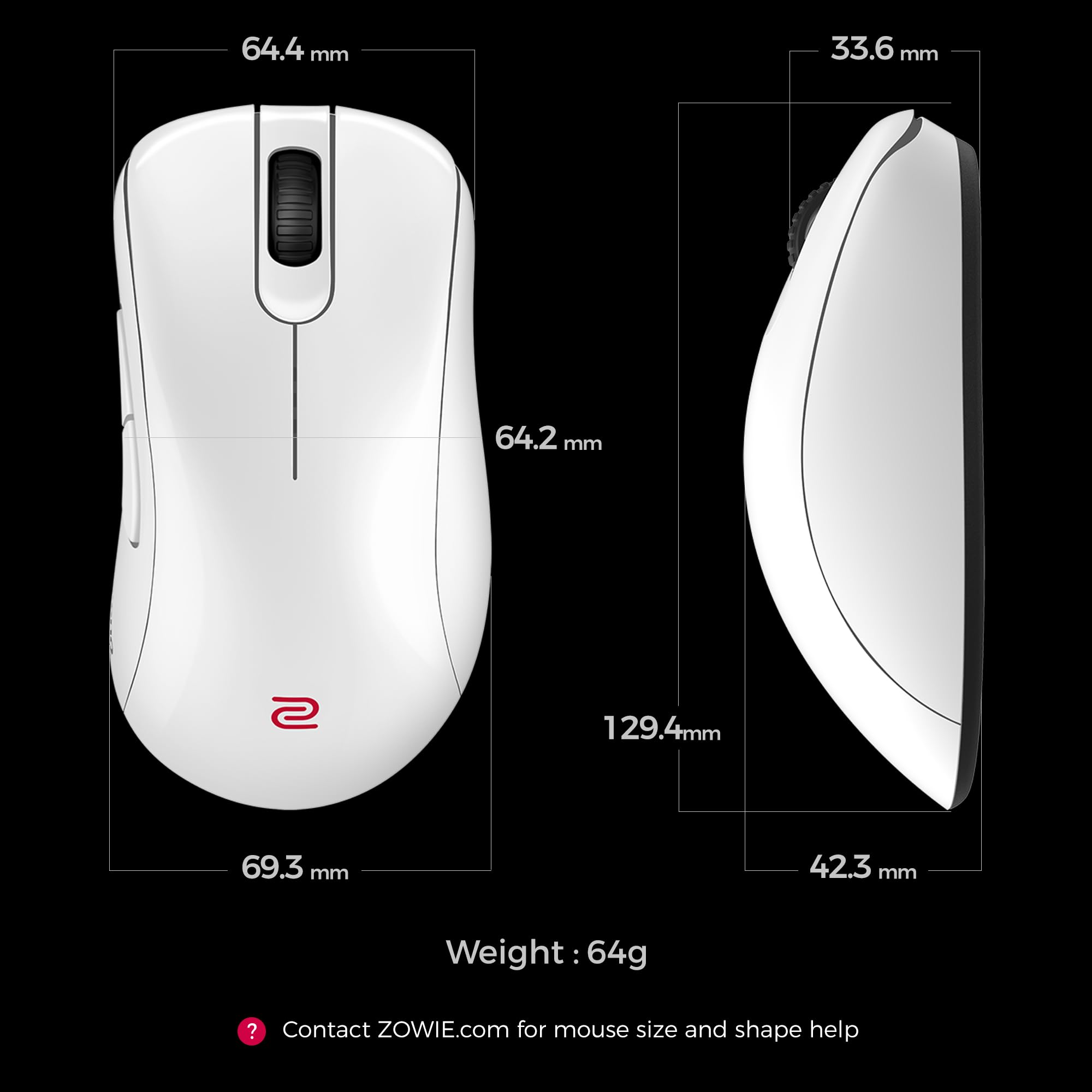 BenQ ZOWIE EC1-DW Mouse sem fio 4K para Esports White Edition