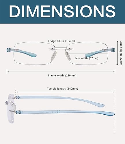 Miniatura 3 de BLUELESS Lentes de lectura sin montura para lectores pequeños hombres y mujeres (azul)