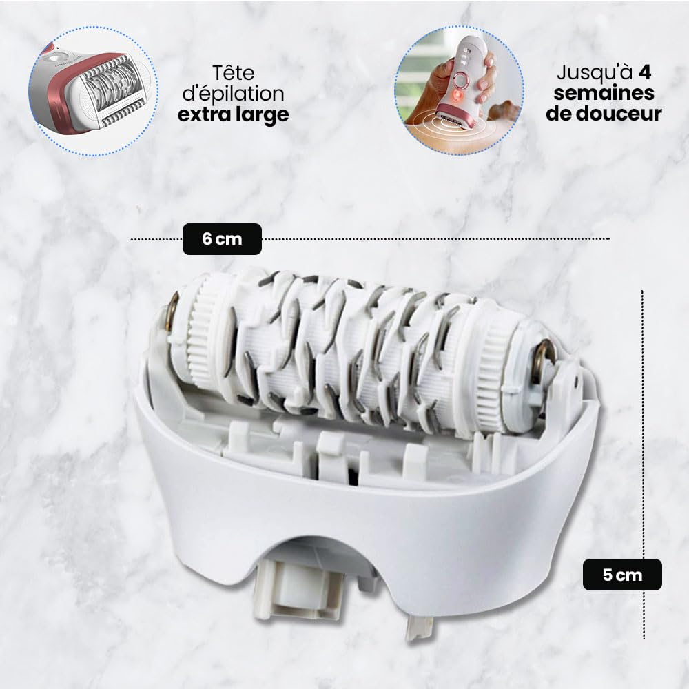Anakel Home Tête d'épilation de Rechange 81533164 Compatible avec Braun Silkepil 7, Silkepil 9, Xpressive et SensoSmart, Tête Extra Large, Couleur Blanche