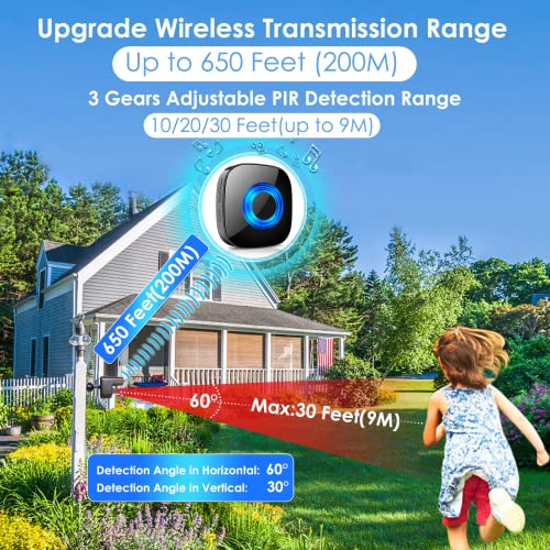 PHYSEN Wireless Driveway Alarm,Long Range PIR Outdoor Motion Sensor Burglar Alarm System,DIY Home Security Motion Sensor Chime Doorbell Kit Protect Garage/Sheds/Garden Security,1 Receiver and 1 Sensor - Image 3