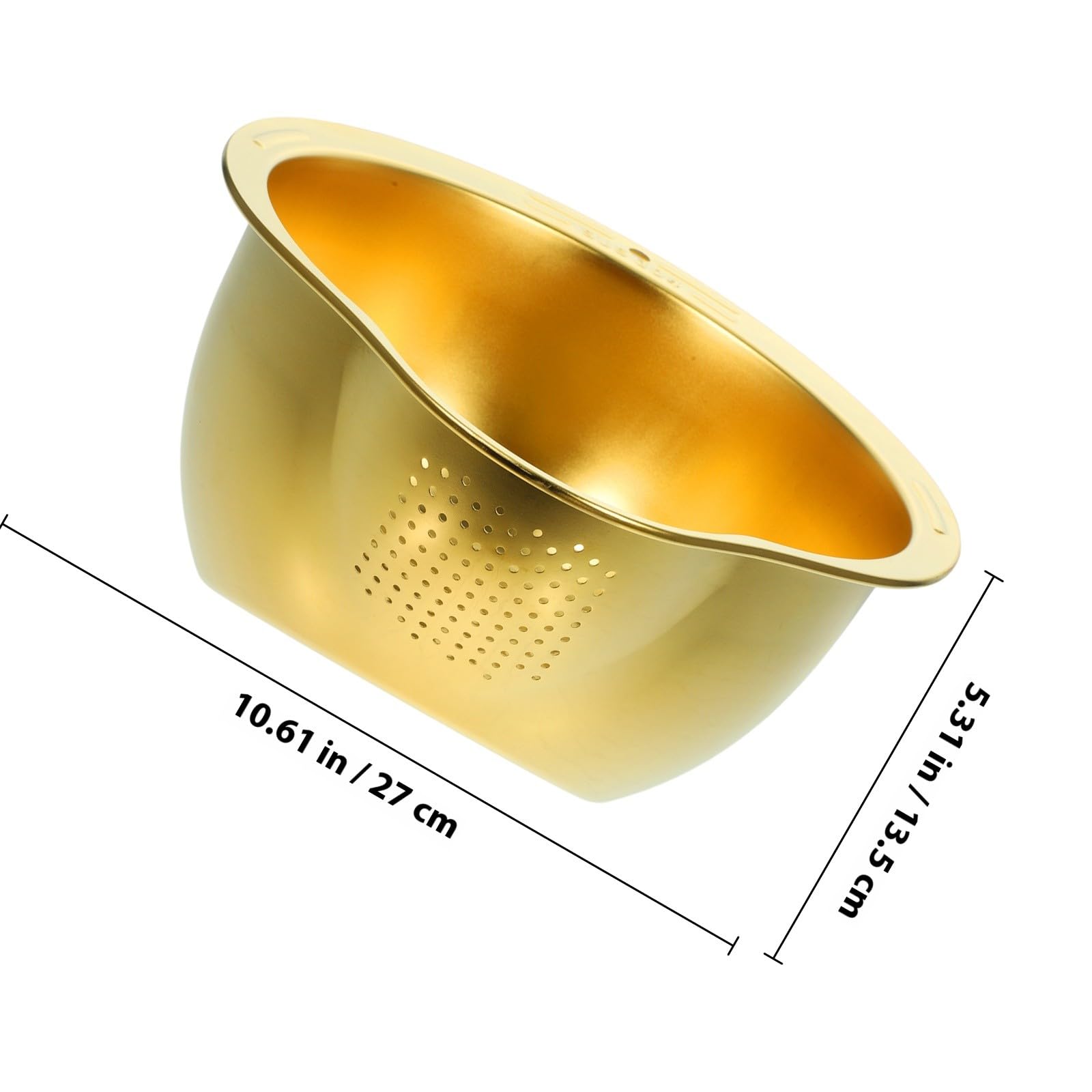 VALICLUD Colador de Cocina de Acero Inoxidable Dorado para Escurrir Verduras y Fideos, Cesta Estable para Almacenamiento y Lavado en Hogar