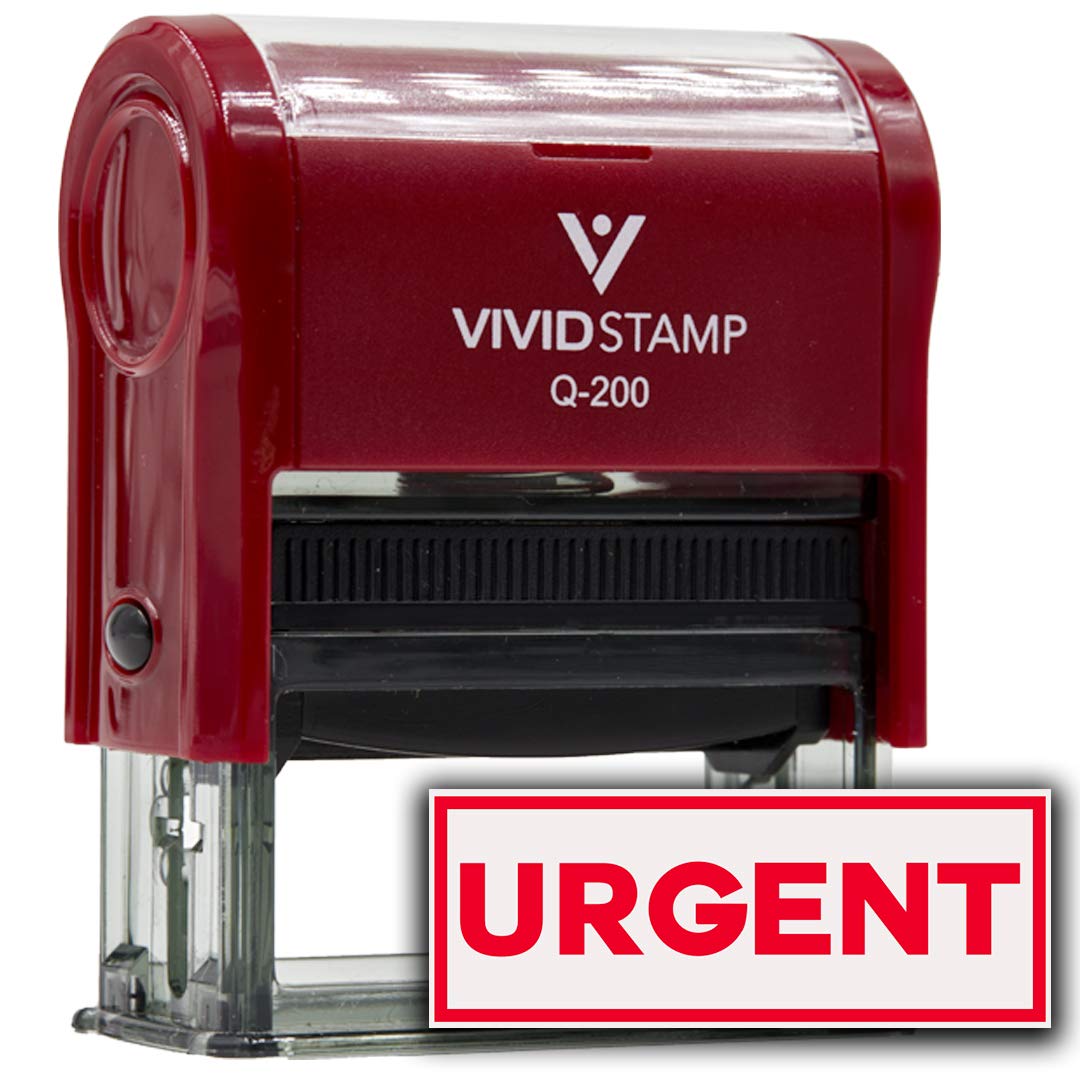 urgente W/Border ufficio ufficio autoinchiostrante timbro di gomma 9/16" x 1-1/2" M Red