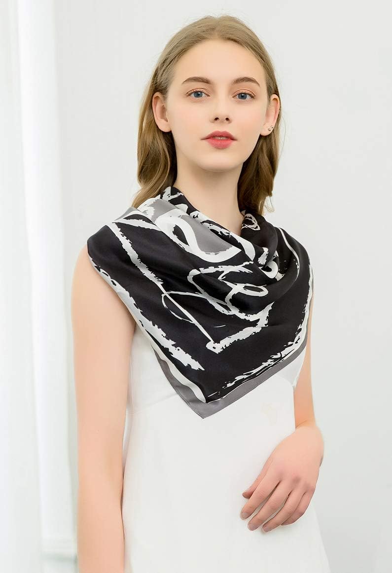 ANDANTINO 100% Pure Mulberry Silk Scarf 35" Large Square Lightweight Headscarf –Women’s Hair Wraps-With Gift Packed - Image 4