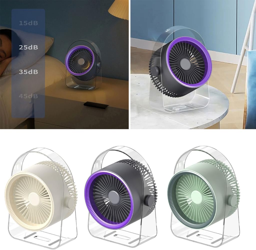 USB Charging Desktop Fan Wall Mounted Electric Cooling Fan with 2000mAh Rechargeable Battery Lightweight Desk Fan