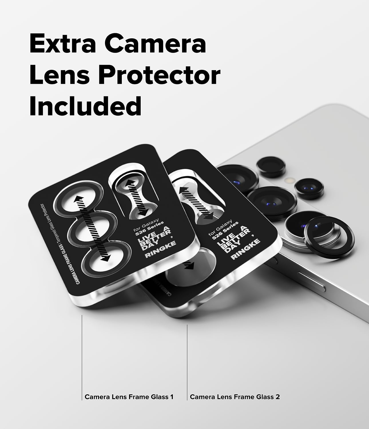 Ringke Pack de Funda + Protector Cámara para Samsung Galaxy S26 Ultra: Alles [Negro] + Camera Lens Frame Glass [2 Unidades]