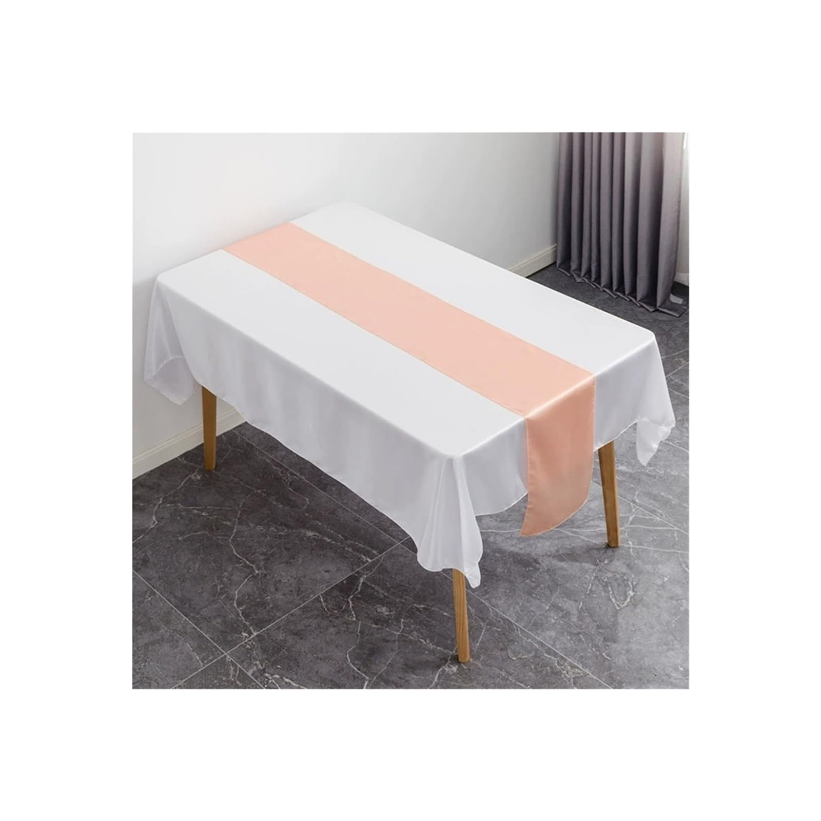 Table Runner 6Pcs Wedding Party Shiny Satin Table Runner Silk For Birthday Christmas Banquets Decoration(Apricot)