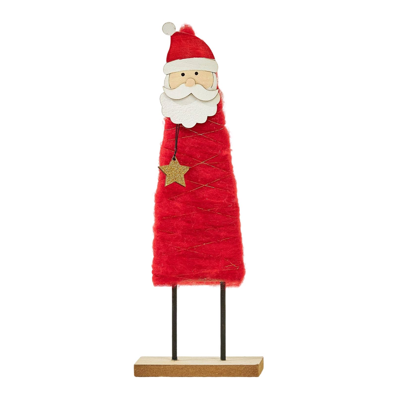 Tsophreniq Felt Reindeer Santa Figure Ornament with Wood Base for Home Mantels Christmas Decoration