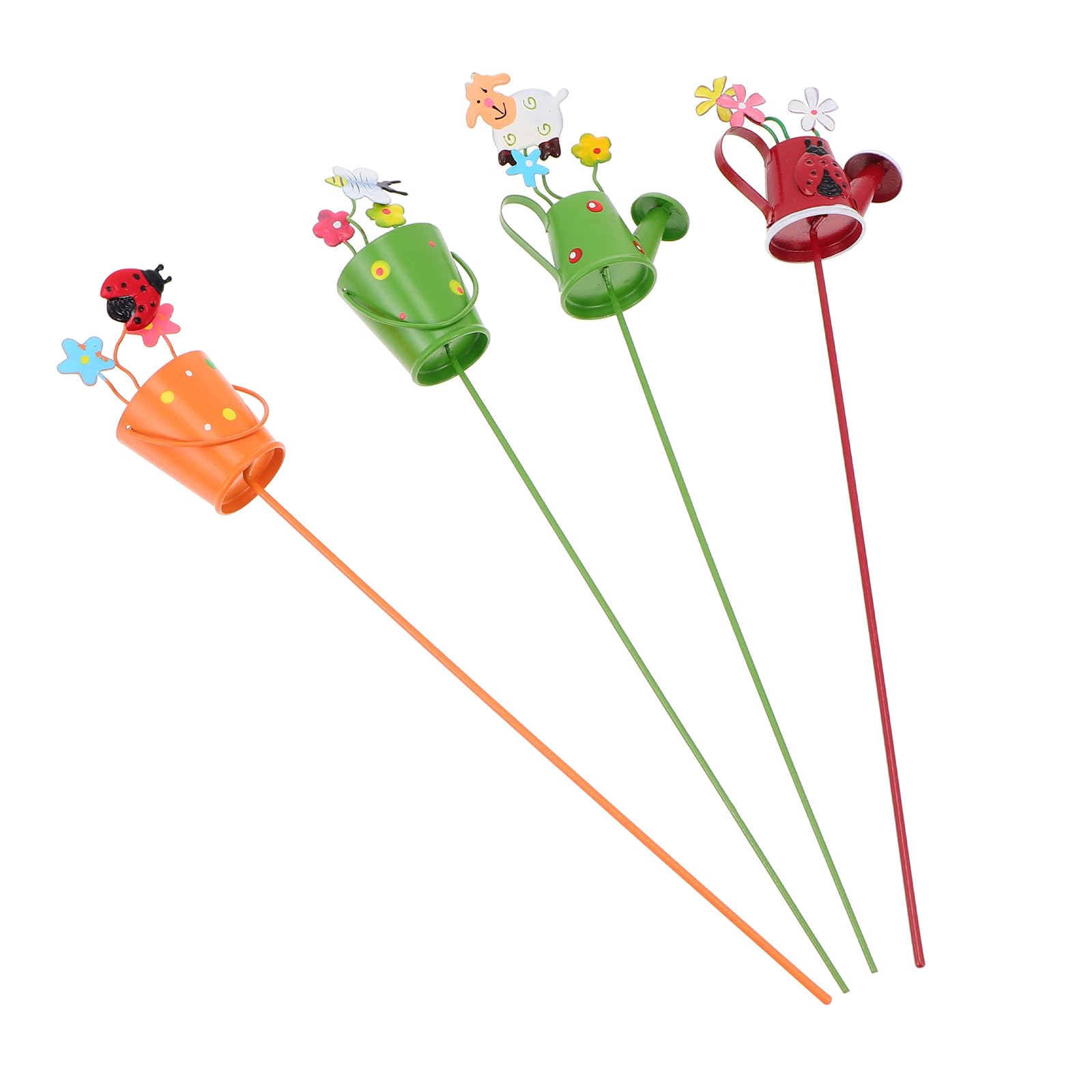 4 mini piquets décoratifs colorés pour pot de fleurs et arrangement floral