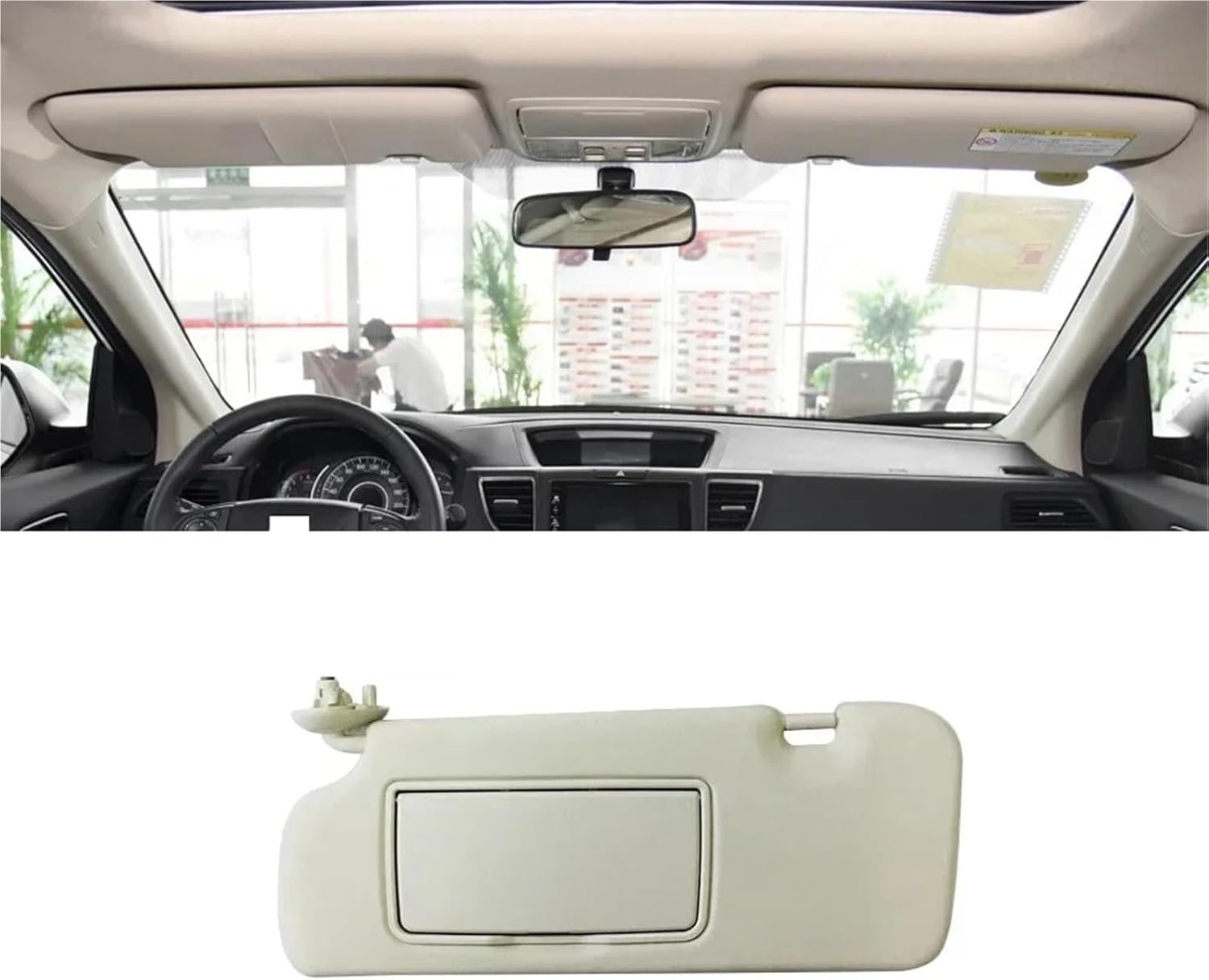 Car Inner Sunvisor Sun Shade Front Sun Visor Antidazzle Sunshield With Mirror Kit Compatible For Honda CR-V CRV 2012-2015(Right Side)