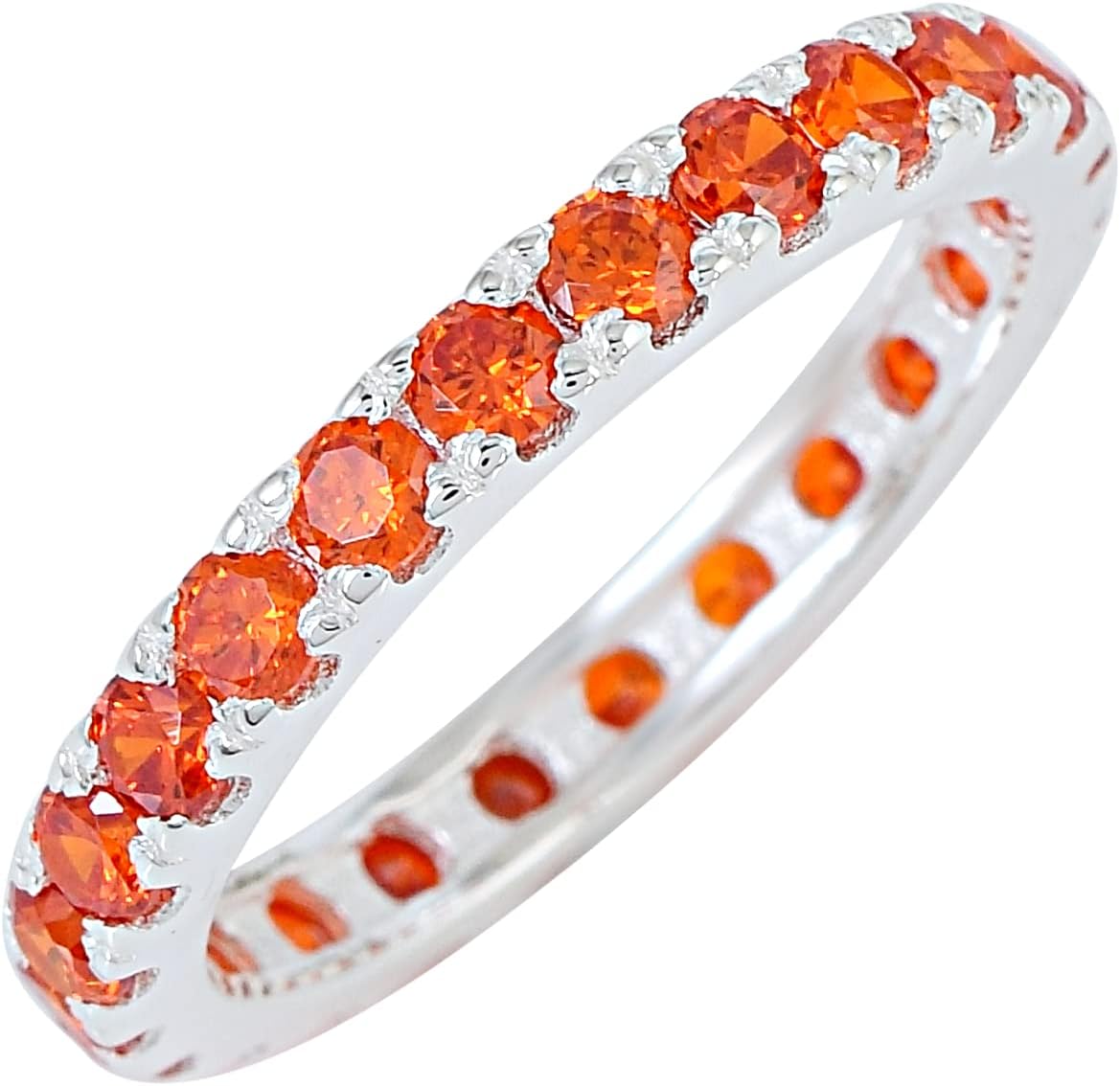 Natural Gemstone 925 Sterling Silver Eternity Band Ring | Pave Setting | Minimal Jewellery | Sophisticated Elegance | Dainty silver rings AZ-ESJ-072