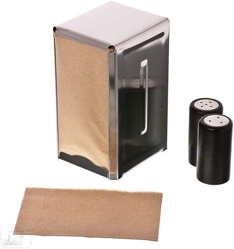 Miniatura 4 de Juego de 2 dispensadores de servilletas de acero inoxidable de doble cara con acabado pulido de 3-3/4 x 4-1/2 x 7-1/2 pulgadas, dispensador de