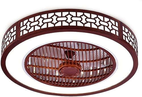 Ventilador de techo LED de 22 pulgadas con luz, 3 colores de 64 W, ventilador cerrado de madera con control remoto, ventilador ajustable de